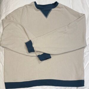 We The Free Oversized Cozy Cream and Blue Sweatshirt